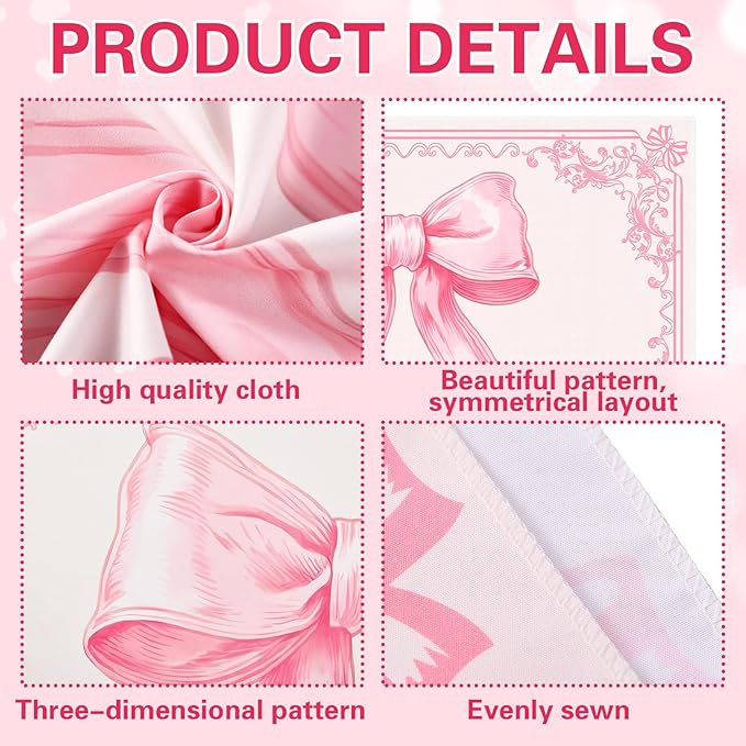 HunnmingRe 79" x 60" Pink Bow Tapestry Coquette Pink Aesthetic Bedroom Hanging Wall Art Preppy Tapestry Decor Kit Cute Bowknot Room Decoration for Women Girls Room Dorm Apartment(Bow)