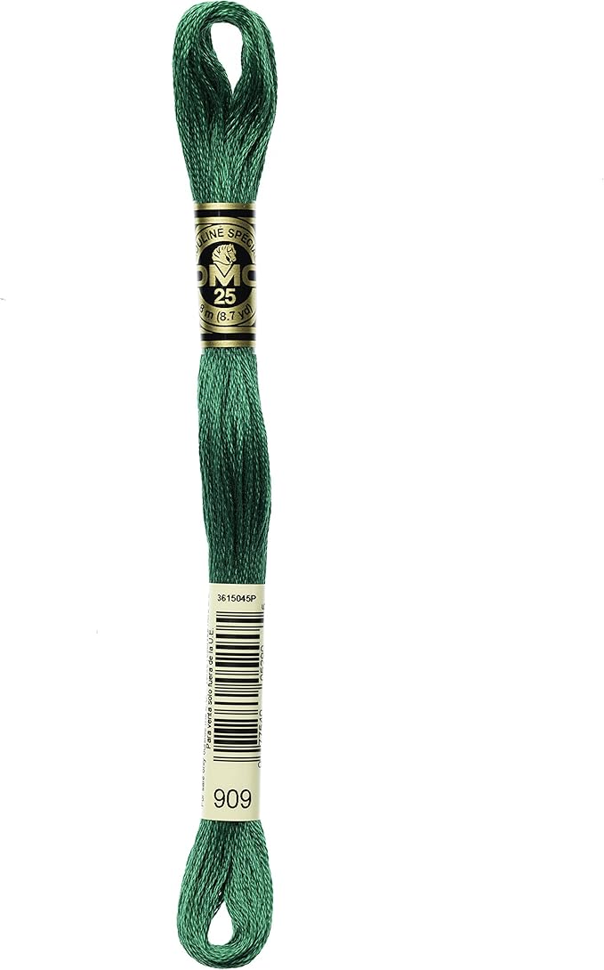 DMC 117-909 6 Strand Embroidery Cotton Floss, Very Dark Emerald Green, 8.7-Yard