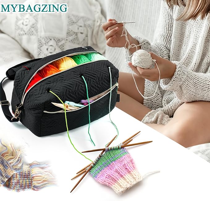 Crochet Bag Organizer - Knitting Bag - Yarn Storage Organizer - Yarn Bag for Crocheting - Yarn Holder for Crochet Accessories, Crocheting & Knitting Gifts