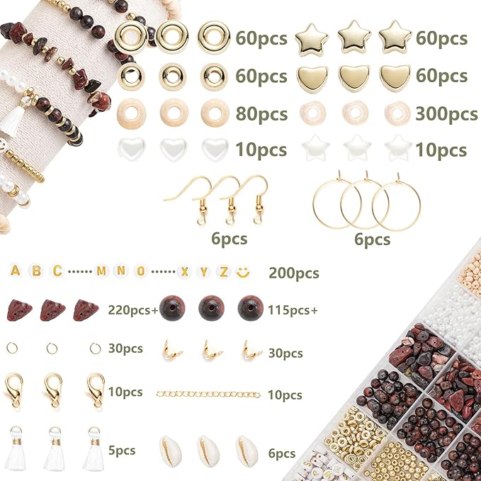 xylise jewelry making supplies kit natural stone beads for irregular natural stone with for diy craft bracelet necklace earrings for adults(red)