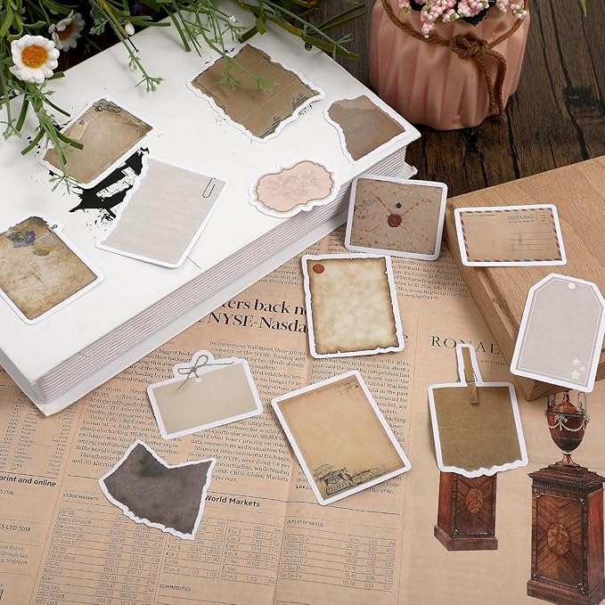 TIESOME Vintage Scrapbook Paper Stickers, 80 Pcs Scrapbooking Sticker Book Aesthetic Junk Journal Supplies DIY Decoupage Paper Accessories Stickers Craft Kits for Album Diary Notebook Journal