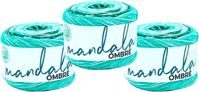 Lion Brand Yarn, Mandala Ombré Variegated Yarn for Crocheting, Knitting, and Crafts, Zen, 3 Pack, Soft, Acrylic Fiber for Cozy Blankets, Worsted Weight Sweaters and Colorful Shawls