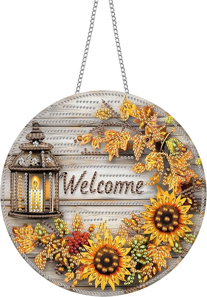 Pavemlo Hanging Diamond Art Kits for Adults Sunflower – 8x8 Inch Double-Sided Acrylic Board DIY Crystal Diamond Suncatcher Pendant, Sparkling Home Wall or Window Decoration Handmade Gift