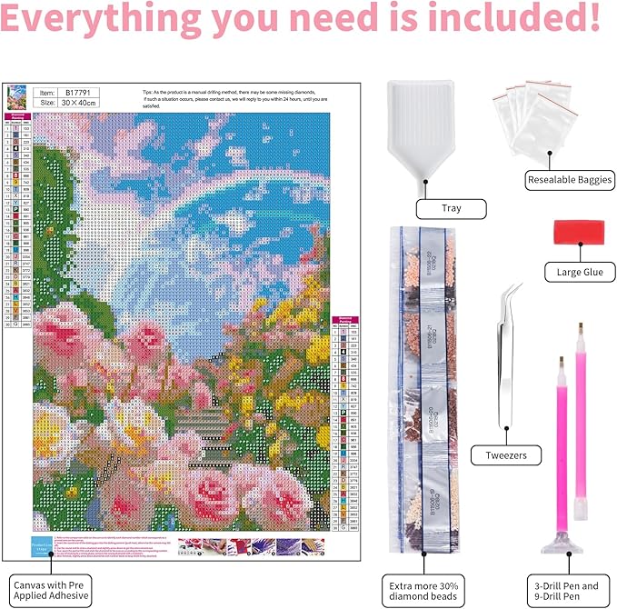 GEEHEIY Flowers Diamond Art Kits for Adults, 5D Spring Diamond Painting Kits for Beginner, DIY Full Drill Round Gem Art for Home Wall Decor 12 x16 Inch