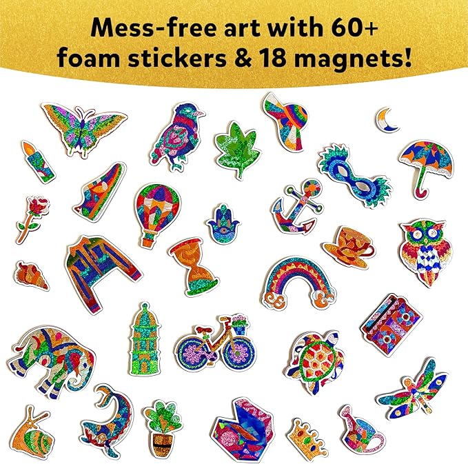skillmatics foil fun - pretty patterns, 18 diy magnets mess-free art, colorful creative party activity, craft kits, 60+ foam stickers, classroom valentine’s day gifts for kids, teens, adults, families
