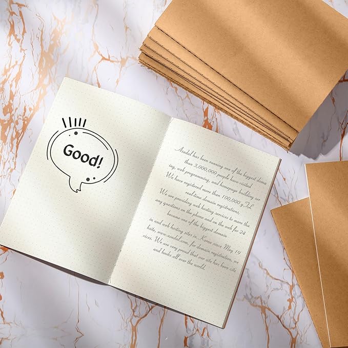 mimorou 100 pcs journals notebooks bulk - kraft softcover a5 small notebooks 5.5 inch x 8.3 inch notepads with 60 page 30 sheet for writing sketch travel office supplies(brown,dot)