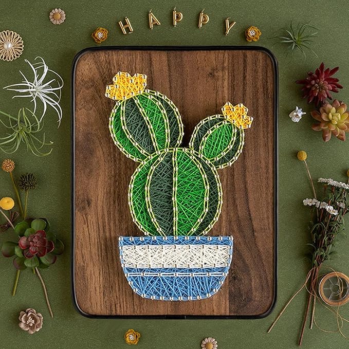 BAZIMA ALICE DIY String Art Kit for Beginner, DIY Cactus Potted Craft Kit,Unique Gift,Craft Kit for Holidays