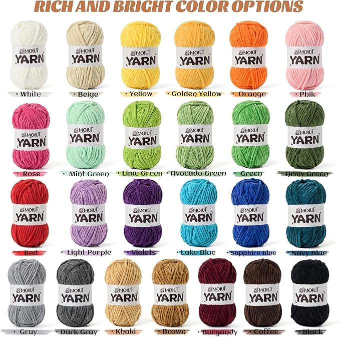 3 Pack Fluffy Chenille Yarn for Crocheting, Chunky Velvet Yarn for Crochet Amigurumi, Baby Yarn for Crocheting Soft Blanket, 262.4yds /10.5 oz Bulky Yarns for Crafts/Hats/Shoes/Socks (3 Rust)