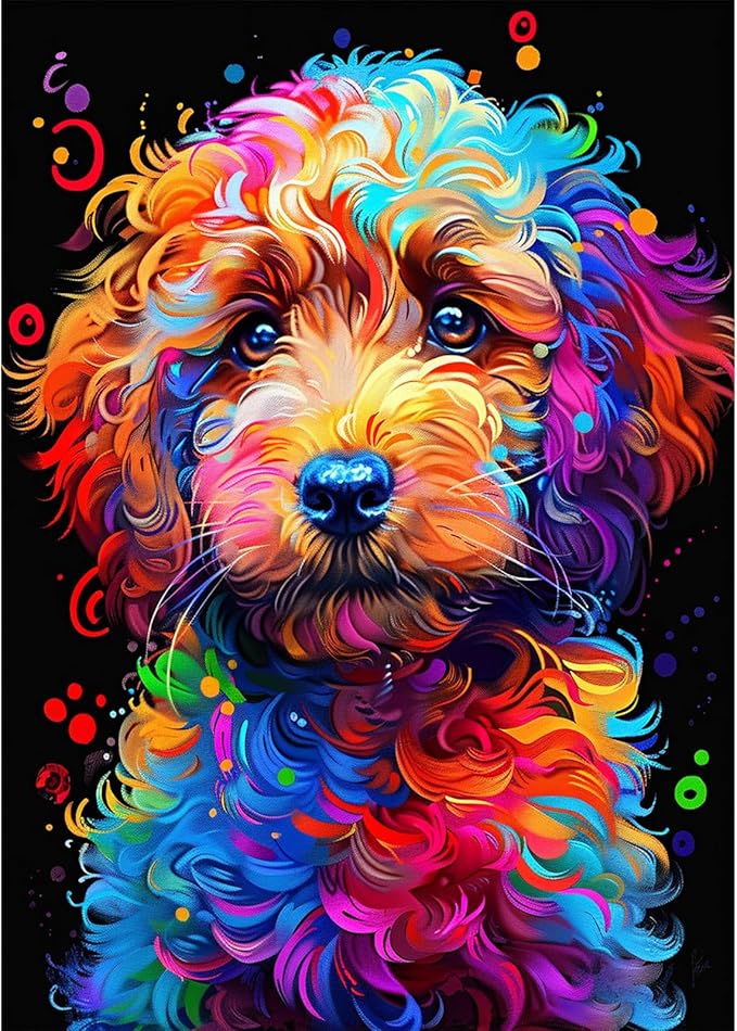 NAIMOER Dog Diamond Painting Kits for Adults, DIY 5D Full Drill Colorful Puppy Diamond Art Kits Diamond Dots Pictures Perfect for Relaxation and Home Wall Decor 30x40cm