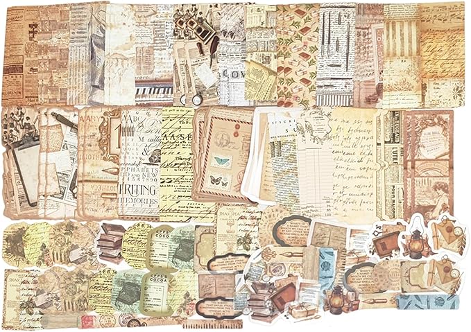 100PCS Vintage Journaling Scrapbooking Supplies Ephemera Pack for Junk Journal Planners Decoupage Paper Scrapbook Stickers Aesthetic Cottagecore Collage Craft Album (Notes)