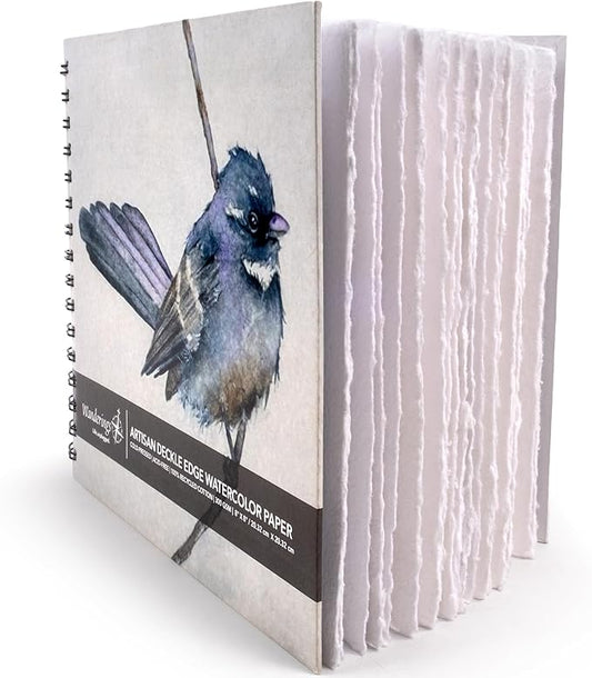 Wanderings Tear Out Watercolor Journal - 8"x8" - Premium Art Journal with Handmade Deckle Edge Paper Featuring 350 GSM Cold Press Paper for Scrapbook, Watercolor Album, Sketchbook, Drawing Pad