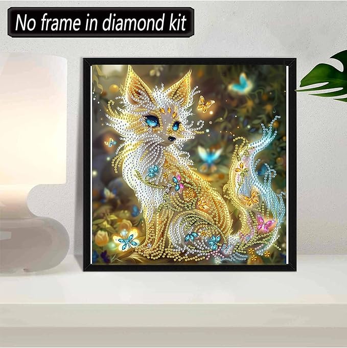 SKRYUIE DIY Diamond Art Kits for Adults Fox Special Shape - 5D Diamond Painting Kits for Adults Animal - Crystal Embroidery Cross Stitch - Craft for Wall & Office Decor 12 x 12 Inch c9