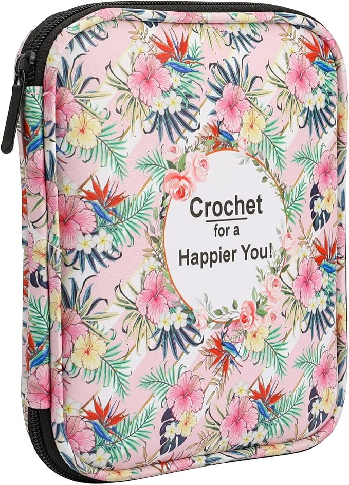 LOOEN Crochet Hooks Set-Yarn Needles Coloured Aluminum with Storage Case Rubbery Handle Ergonomic Comfort Grip DIY Craft Handmake Kit 64pcs
