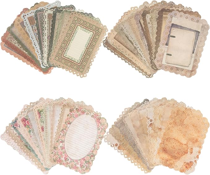 40 Pcs Textured Vintage Scrapbook Paper, 4 Themes Scrapbook Journaling Supplies, Embossed Designs Scrapbooking Kit Decorative Paper for Junk Journals, Card Making, Collage Art, Retro Crafts