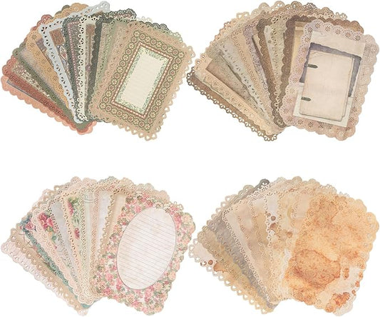 40 Pcs Textured Vintage Scrapbook Paper, 4 Themes Scrapbook Journaling Supplies, Embossed Designs Scrapbooking Kit Decorative Paper for Junk Journals, Card Making, Collage Art, Retro Crafts
