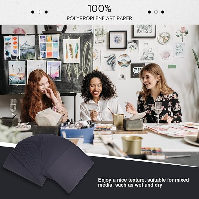 Crtiin 100 Sheets Black Sketch Drawing Paper Heavyweight 150 GSM /100 Lbs Artist Drawing Paper Sketchbook for Colored Pencil, Oil Pastel, Charcoal, Gel Pen, Chalk(5 x 7 Inches)