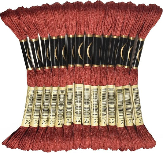 LE PAON Embroidery Floss, 14-Pack Six Strands 100% Long Staple Cotton Embroidery Thread, 8.7-Yard，Color Number：221, Very Dark Shell Pink
