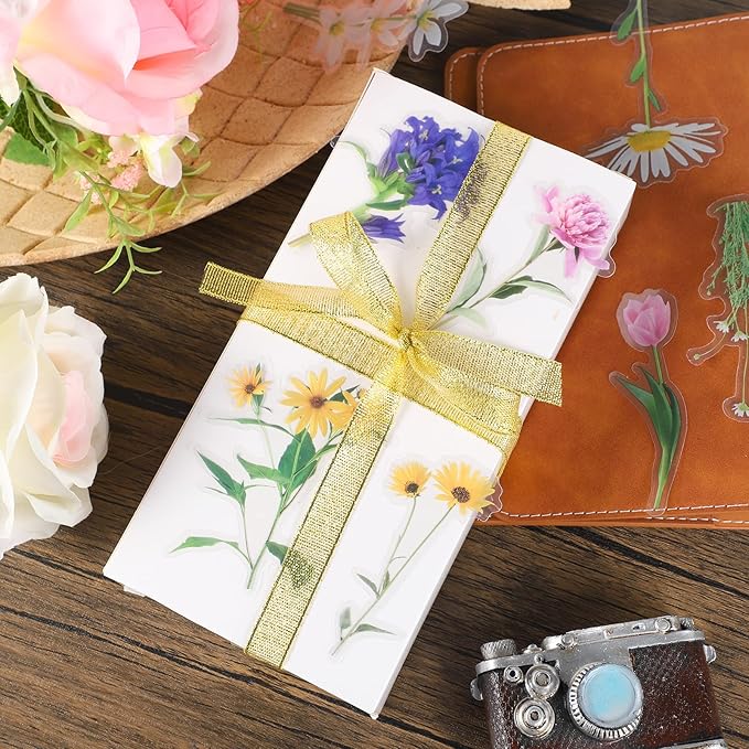 160 Pieces Natural Flower Stickers for Scrapbooking, Self-Adhesive Scrapbooking Stickers Supplies Journal for Adult Card Making Letters DIY