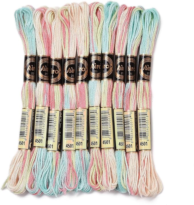 FASHEWELRY 10 Skeins Cyan Embroidery Floss Friendship Bracelet String Threads 6-Ply 0.5mm Cross Stitch Embroidery Thread for Sewing Bracelet Making Stitching Crafts