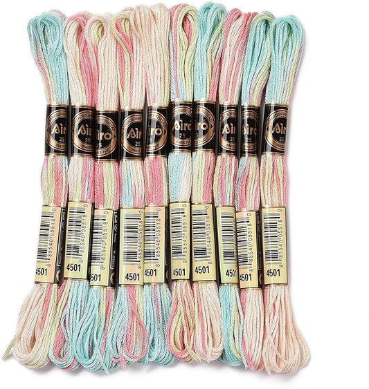 FASHEWELRY 10 Skeins Cyan Embroidery Floss Friendship Bracelet String Threads 6-Ply 0.5mm Cross Stitch Embroidery Thread for Sewing Bracelet Making Stitching Crafts