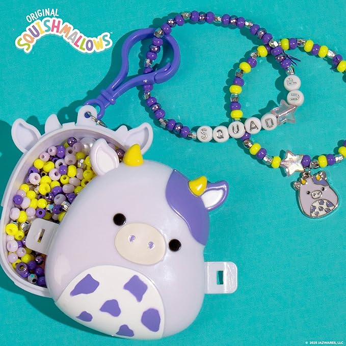 Original Squishmallows Bubba The Cow Bracelet Kit, Bracelet Making Kit, Friendship Bracelet Kit, Charm Bracelet, Charm Bracelet Making Kit, Gifts for Girls, 7 Year Old Girl Birthday Gifts, Crafts