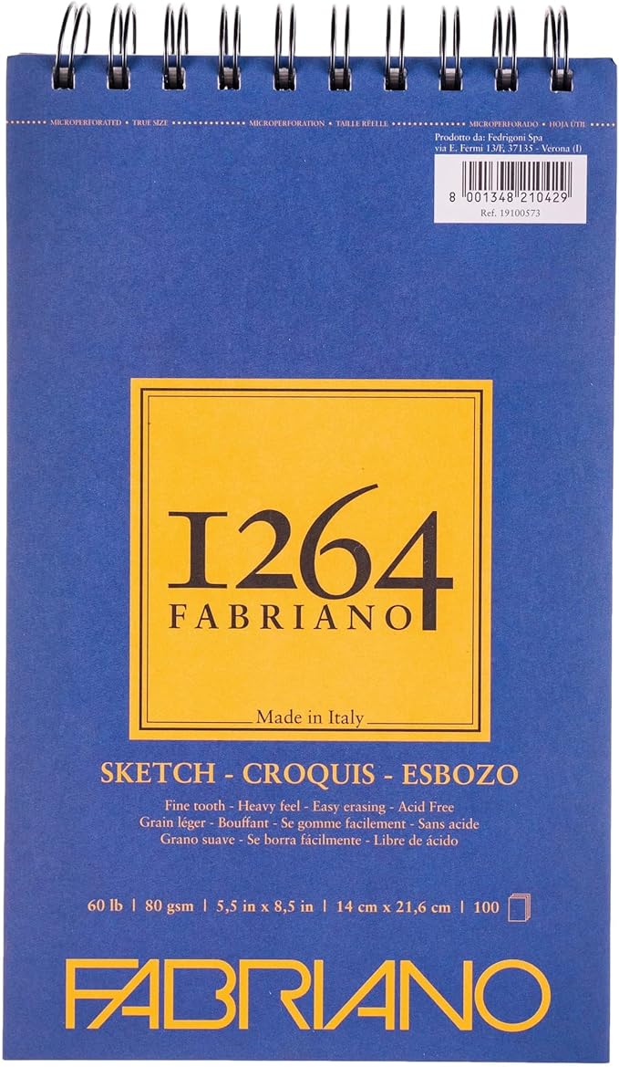Fabriano 1264 Sketch Pad, 5.5 x 8.5, Light Cream