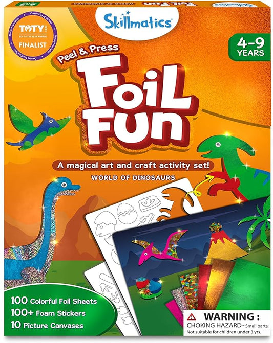 skillmatics foil fun - dinosaurs, no mess art for kids, craft kits & supplies, diy creative activity, travel toys, gifts for boys & girls ages 4, 5, 6, 7, 8, 9