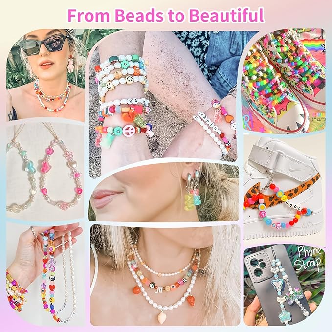 nikkiGuo 1250pcs 4x7mm White Round Acrylic Alphabet Beads A-Z Heart Beads with Numbers Crystal Line for Jewelry Bracelet, Necklace and Key Chains (Yellow White Colorful)