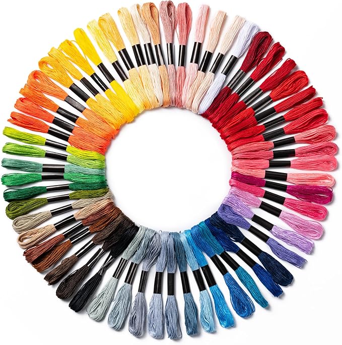 Friendship Bracelet String, 60 Skeins Cross Stitch Thread, 344.5 Inch Cotton Embroidery Floss, Hand Embroidery Thread for DIY Sewing and Embroidery Crafts Making