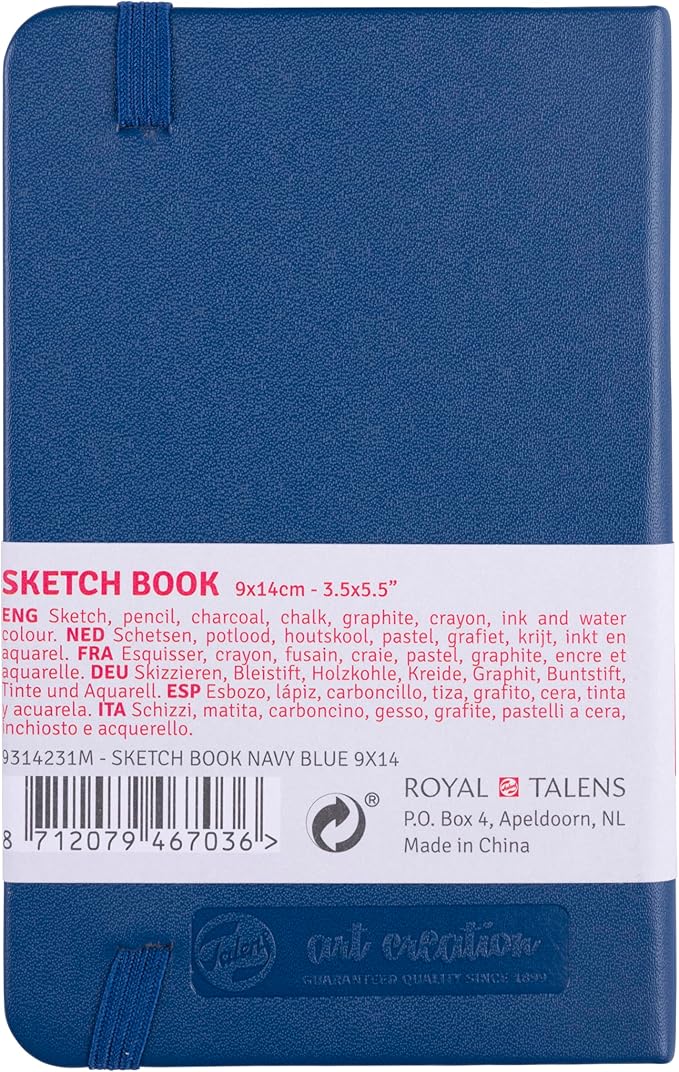 Talens Japan T9314-231M 452132 Art Creation Sketchbook, Drawing Notebook, 3.5 x 5.5 inches (9 x 14 cm), Navy Blue