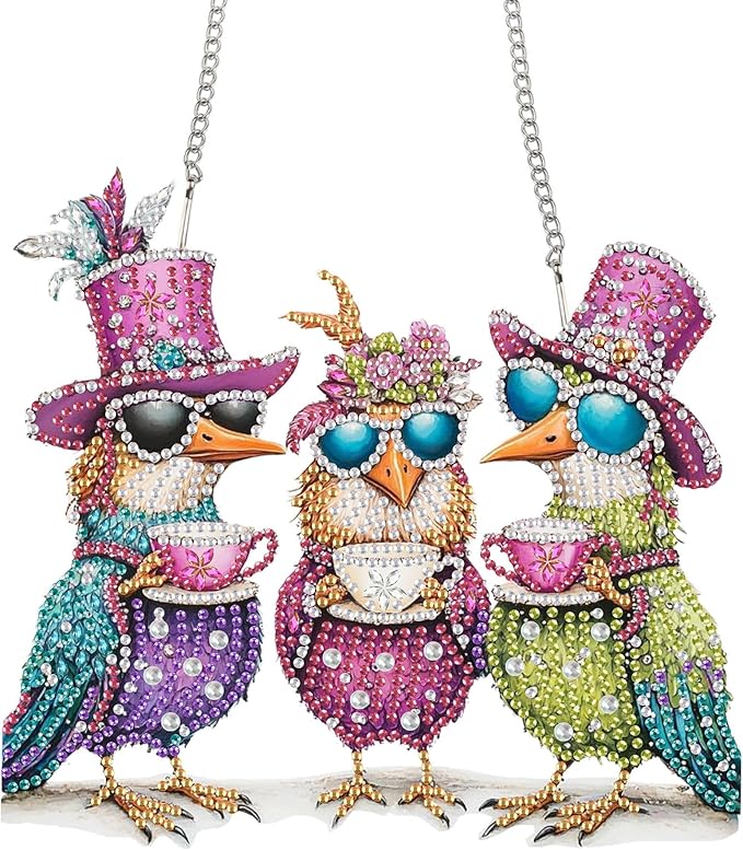 Bimkole Cup Eagle Diamond Art Hanging Kit for Adult, DIY 5D Animals Diamond Art Painting Window Pendant, Acrylic Crystal Art Hanging Ornament for Wall Home Garden Front Door Decor - 7.8x7.8 Inch