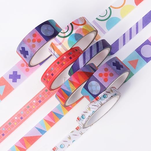 Mr. Pen- Washi Tape Set, 8 Rolls, Geo Labyrinth, Decorative Tape, Washi Tapes, Scrapbook Tape, Scrapbook Washi Tape for Journaling