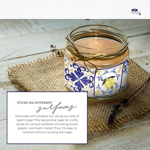 Serenity Fair Tile Pattern Washi Tape. Mediterranean Portuguese Italian Tiles Pattern Washi Tape, Extra Wide 4 inches / 10 cm Repositionable Sticker Tape Roll