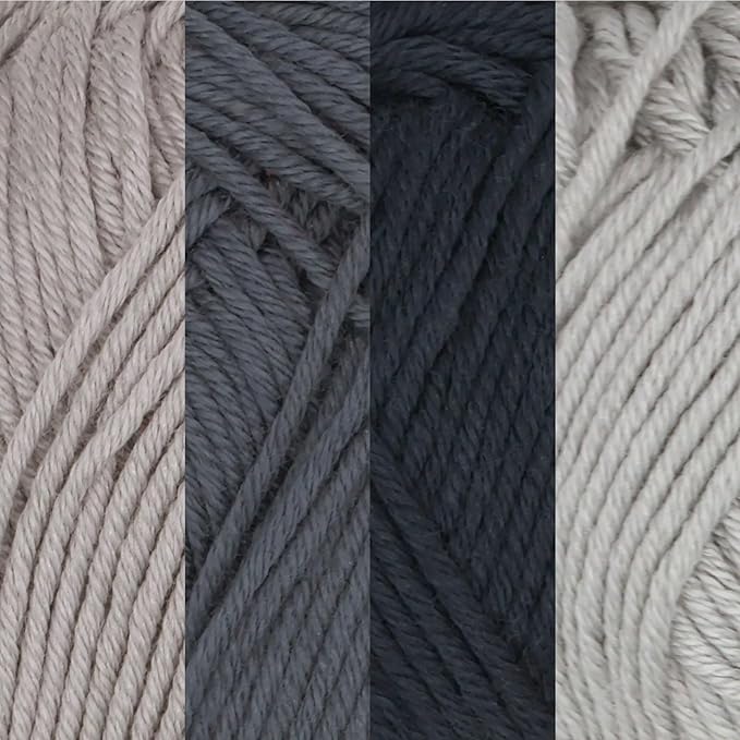 JubileeYarn Bamboo Cotton Sport Yarn - 50g/Skein - Shades of Grey - 4 Skeins