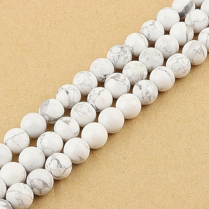 Natural Stone Beads for Jewelry Making - 10mm Round Gemstone Beads for Bracelets(34-37pcs, Howlite)
