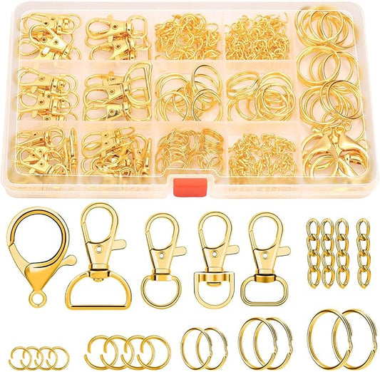 PAXCOO 300PCS Keychain Making Kit, Keychain Craft Supplies Including Key Chain Clips, Lanyard Snap Hooks, Key Rings and Jump Rings for Key Chain Making, Purse Making, Lanyard Making