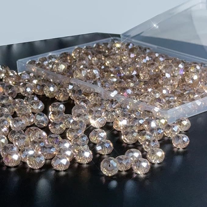 laopottbeads 460pcs 8mm crystal glass beads for jewelry making beads for bracelets necklace pendants making supplies(silver champagner)