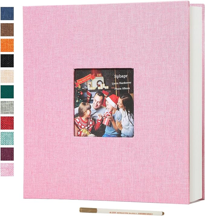 Spbapr Large Photo Album Self Adhesive 60 Pages Linen cover DIY Magnetic Scrapbook album with A Metal Pen Hold 4x6 5x7 6x8 8x10 10x12 Pictures
