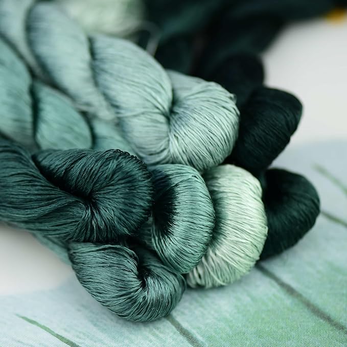 Natural 100% Silk Thread, Handmade Embroidery Thread Silk Floss 7 Colors 110m Each (47)