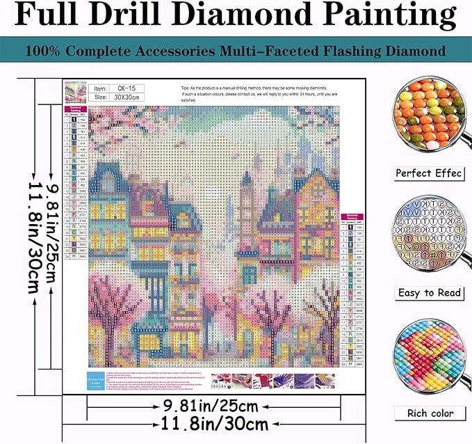 CZYWJMEI 5D House Flower Diamond Painting Kits for Adults Beginners,DIY Suitability Friends Diamond Art,Full Round Drill Diamond Dot Gem Art Kits,Home Wall Decor 12x12 Inch