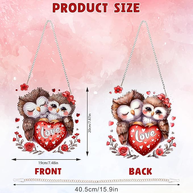 DOMROM Owl Diamond Art Hanging Kits for Adults Beginners, Special Shaped Crystal Diamond Painting Owl Pendant, DIY Diamond Art Suncatchers Animal for Home Garden Wall Decor Gift
