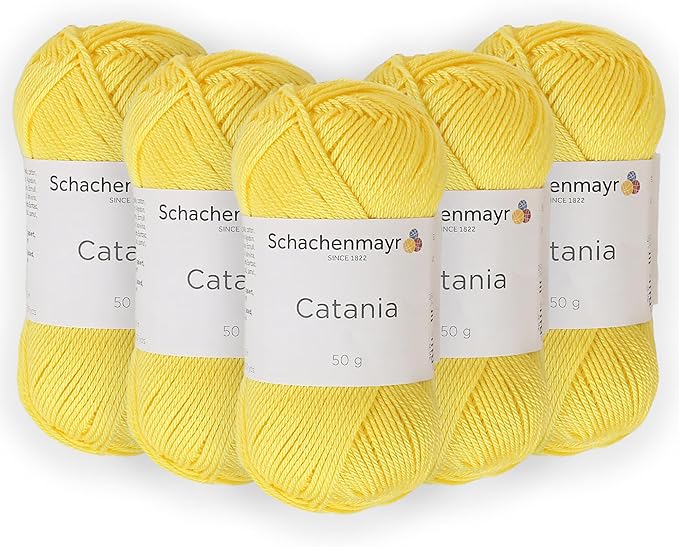 5 Skein/Pack Schachenmayr (SMC) Catania Originals Yarn, Each Ball 1.76 Oz (50gr) / 136 Yards (125 m), 100% Mercerized Cotton for Knitting and Crochet Yarn, Sport Weight, 280 - Dandelion