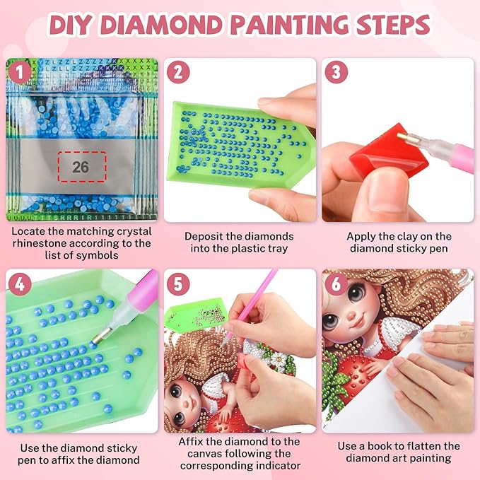 Bowetile Diamond Art Hanging Kits for Adults, Diamond Art Suncatchers Cute Strawberry Girl, 5D Special Shape Diamond Painting Pendant Window Ornament Gifts for Home Wall Door Garden Decor