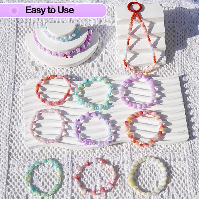 1280Pcs Acrylic Beads for Jewelry Making - Assorted Butterfly Heart Beads & Gradient Pastel Beading Kit Aesthetic Charms for DIY Bracelet Making, Kandi Charms, Friendship Bracelets & Craft
