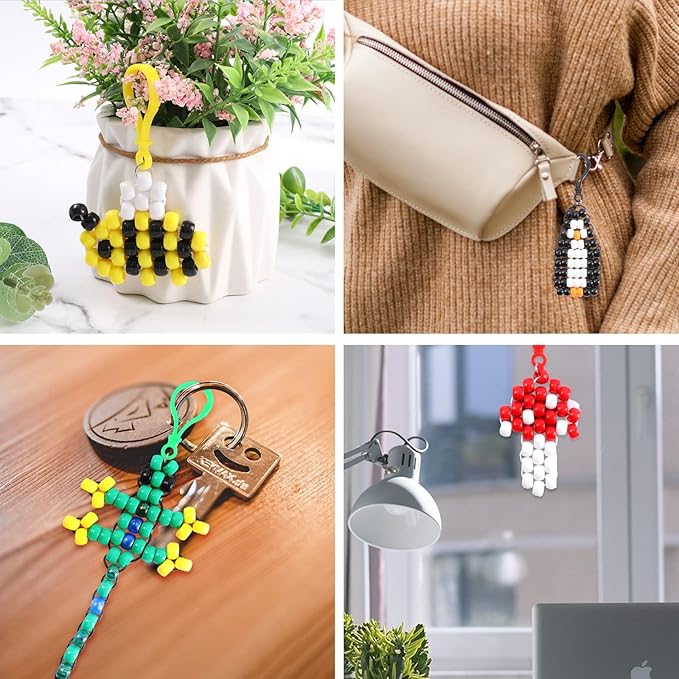 Happy Makers Bead Pets, Pony Beads Multicolor Animals Keychain Making Kit with Instruction, Keyring & Key Clasp, Ultimate Bead Pets Keychain, Art Craft for Beginners