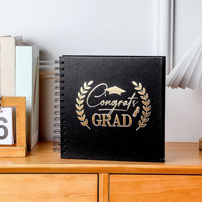 Saypacck 80 Pages Graduation Scrapbook Kit 8 x 8 Inch Graduation Guest Book to Sign 2026 Gift Card Book Grad Photo Album with 10 Markers and Stickers for Senior Congrats Grad DIY Memory Party Supplies
