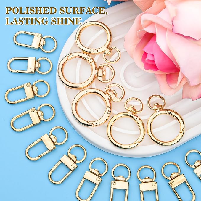 656Pcs Keychain Making Kit: Gold Jewelry Making Supplies Including 198 Charms 30 Keychain Clips with Organizer Box, Lip Gloss Key Chain Kits, Cute Bag Charm Kit for Backpacks DIY Crafts Accessories