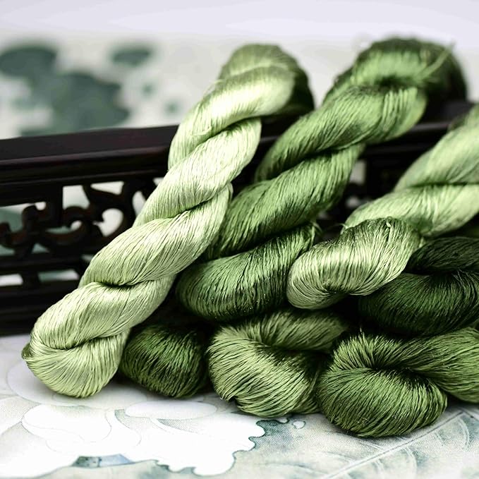 Natural 100% Silk Thread, Handmade Embroidery Thread Silk Floss 7 Colors 110m Each (15)