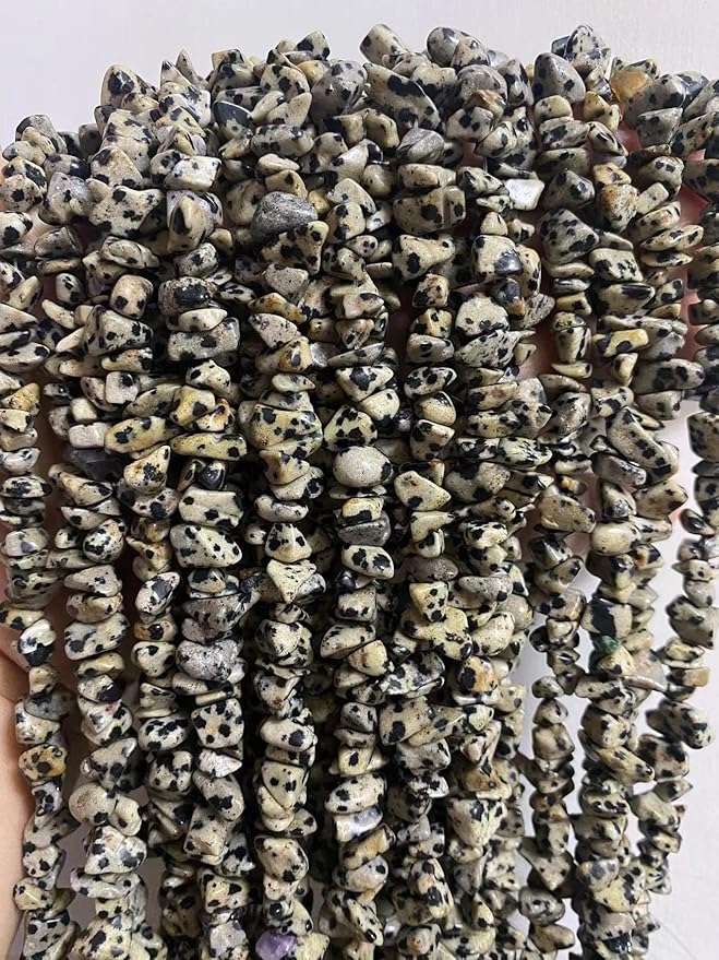 7-8mm Natural Dalmatian Jasper Gemstone Chips Beads Healing Crystals Waist Bracelets Necklace Kit Irregular Stone DIY Crafts Design Jewelry Making