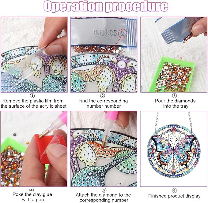 Tontut Diamond Painting Hanging Decoration Kits, Adult Beginner 5D Butterfly Diamond Art Painting, DIY Special Shape Diamond Craft Wall Garden Decoration, Gifts